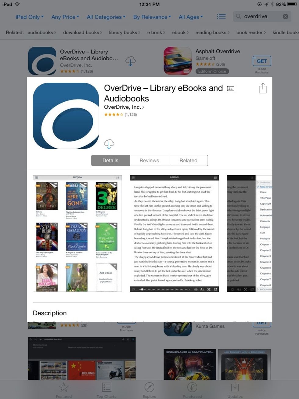 Search the app store for Overdrive