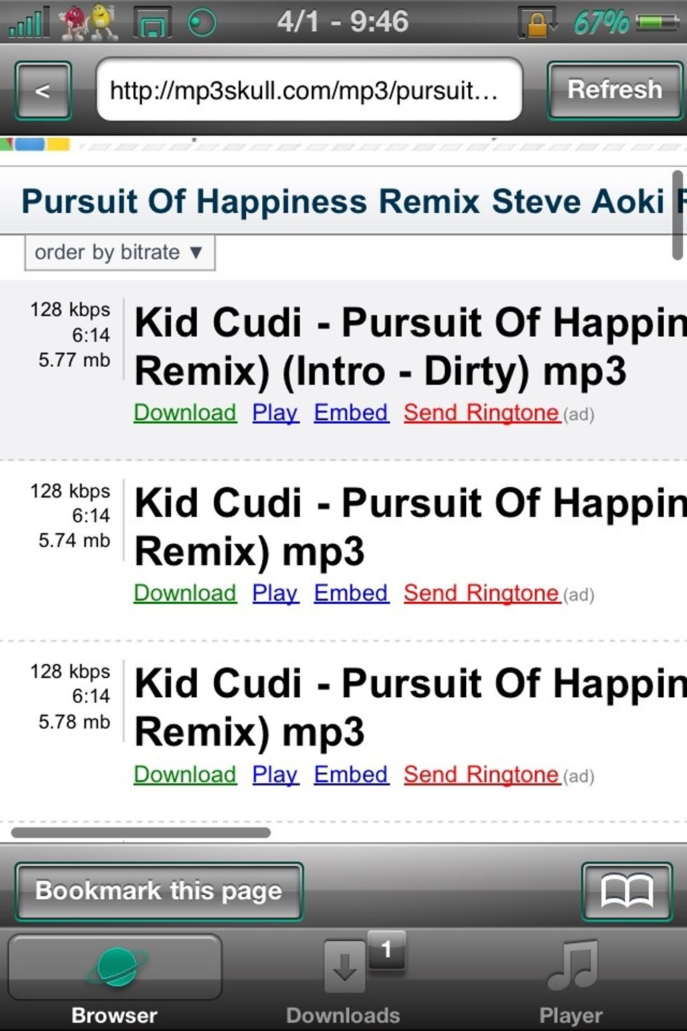 Search the song you want > tap on download