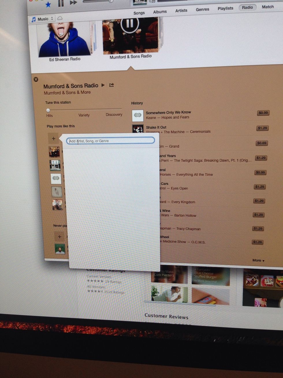 Search the songs or artist you want to hear more of.