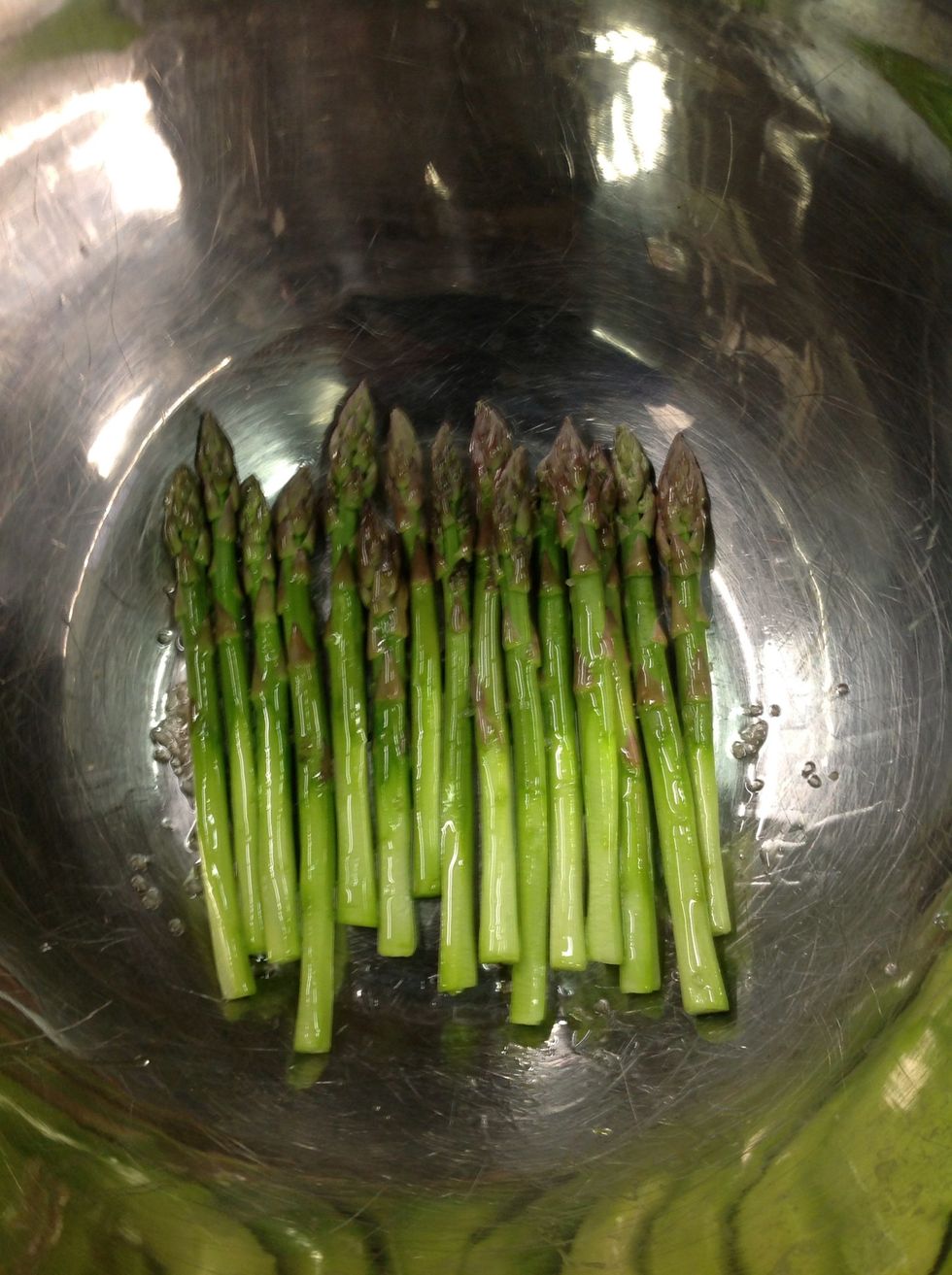 Season asparagus with white truffle oil and smoked sea salt.