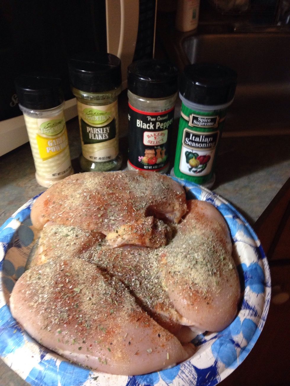 Season chicken breast to taste !