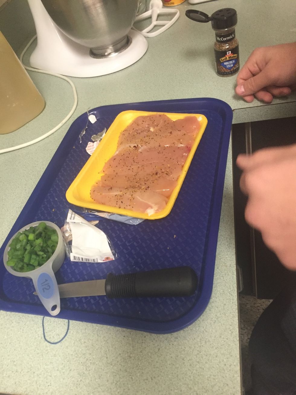 Season chicken with 2 teaspoon of steak seasoning \ud83d\ude0b