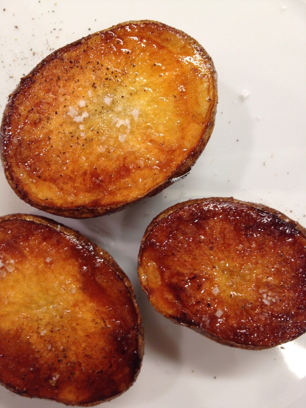 Season each one with salt, the fancy one, and pepper.