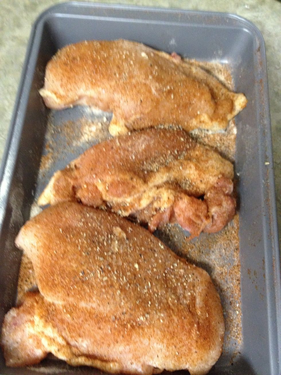 season lightly with garlic, paprika, and chili powder.