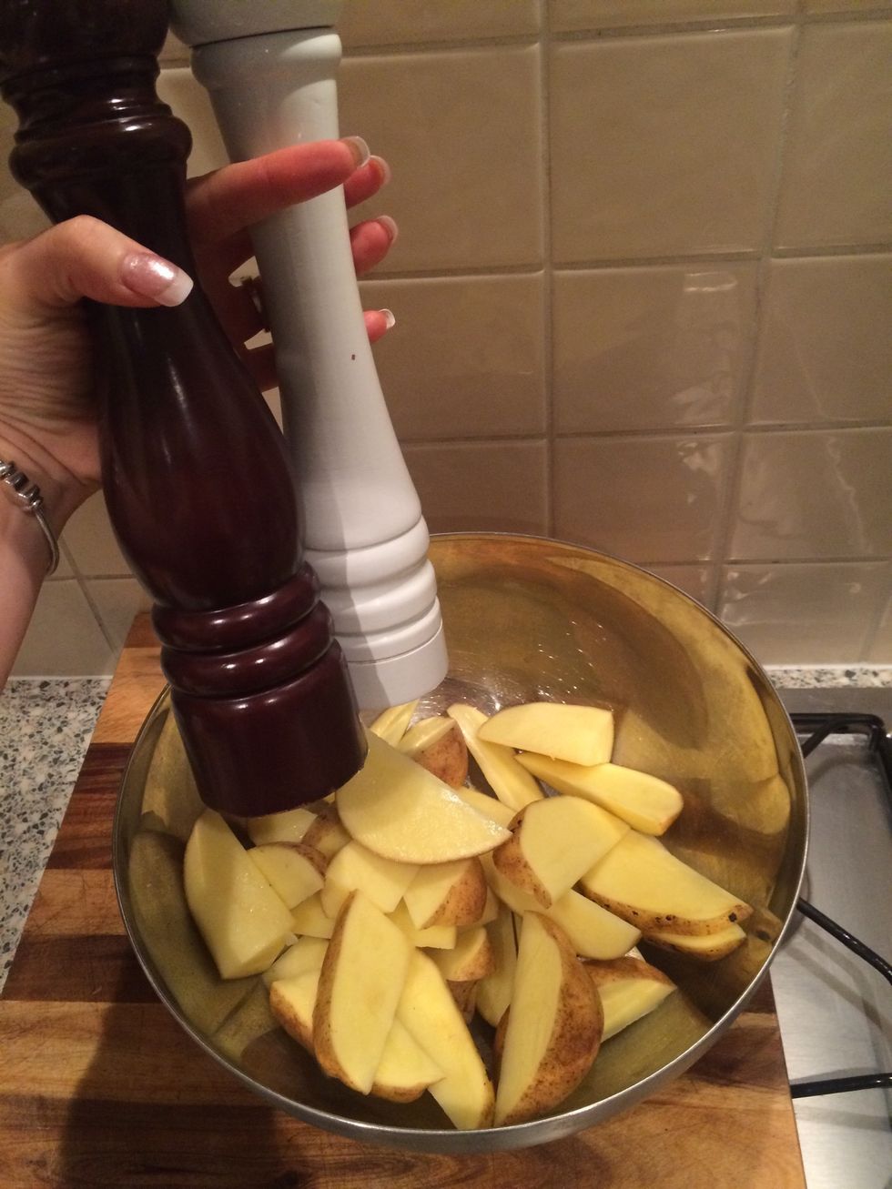 Season potato wedges