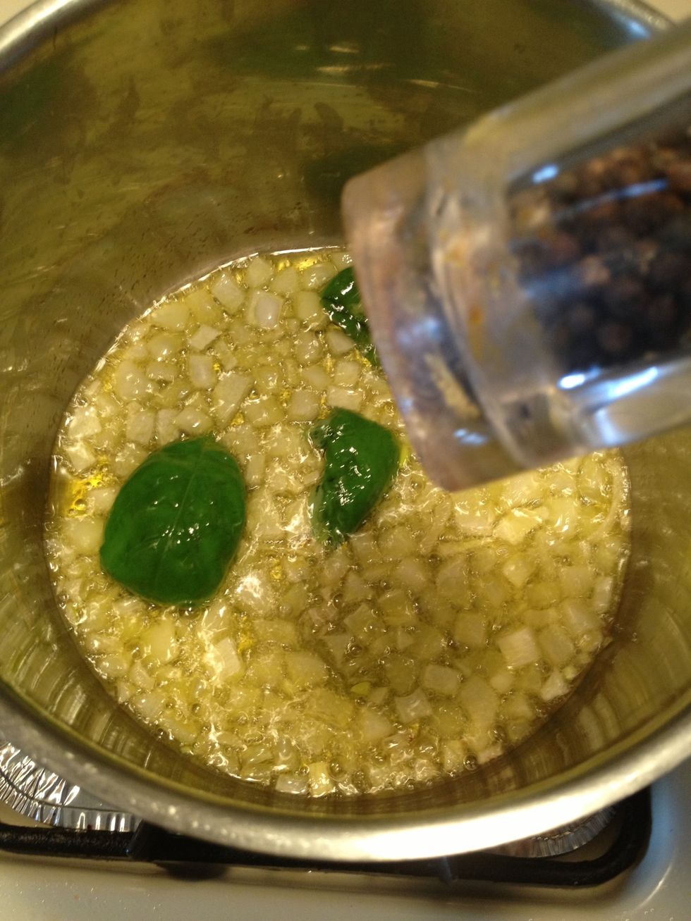 Season the oil with some cracked pepper