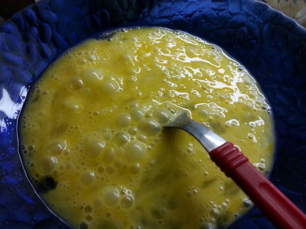 Season them with salt and whisk them briskly