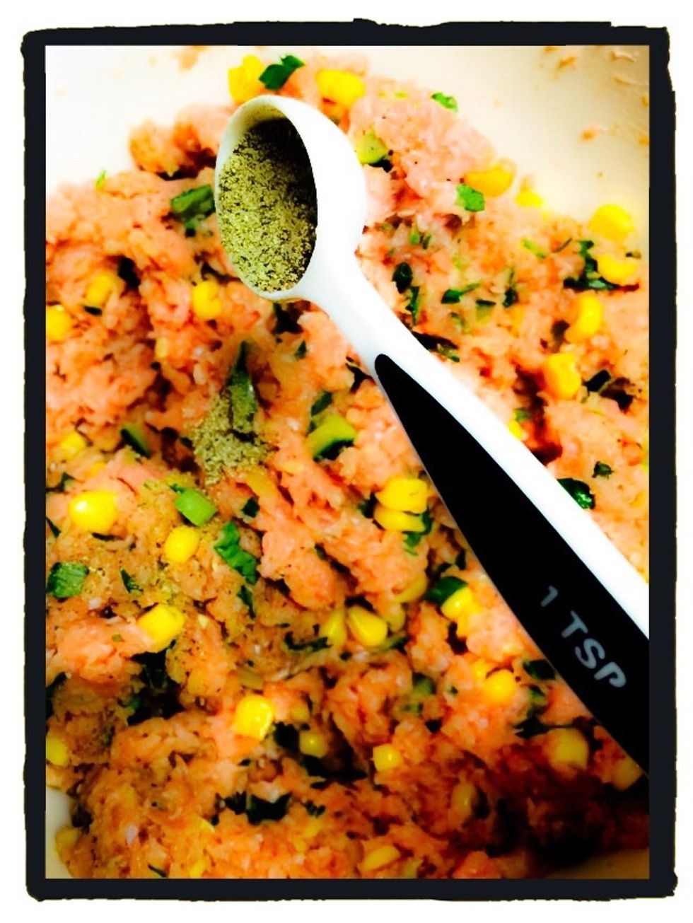 Season with pepper, onion powder and salt