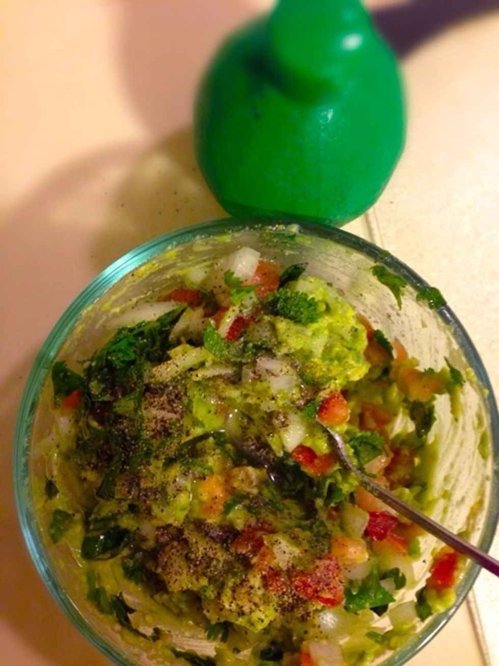 Season with salt and pepper. Also add some lime juice.