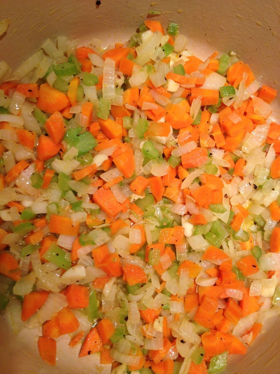 Season with salt and pepper while saut\u00e9ing for 5-8 minutes