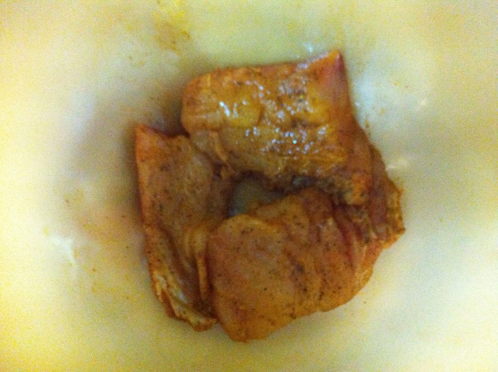 Season with salt, pepper and a pinch of turmeric