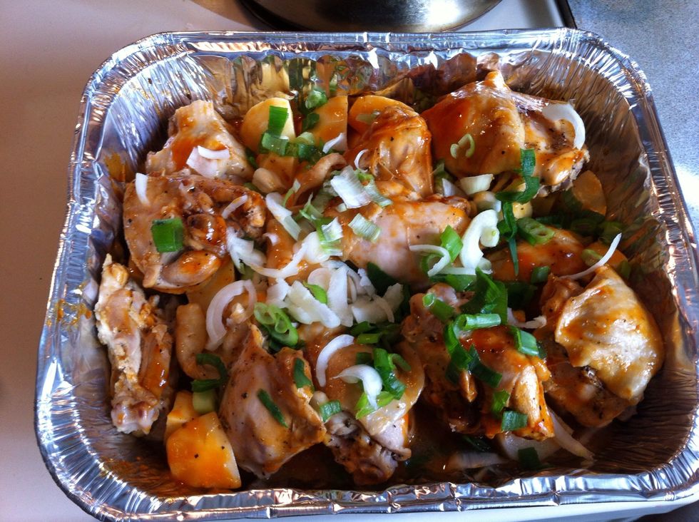 Season your chicken with salt pepper black pepper, chicken powder, garlic powder, all purpose seasoning, onions tomatoes, scallions