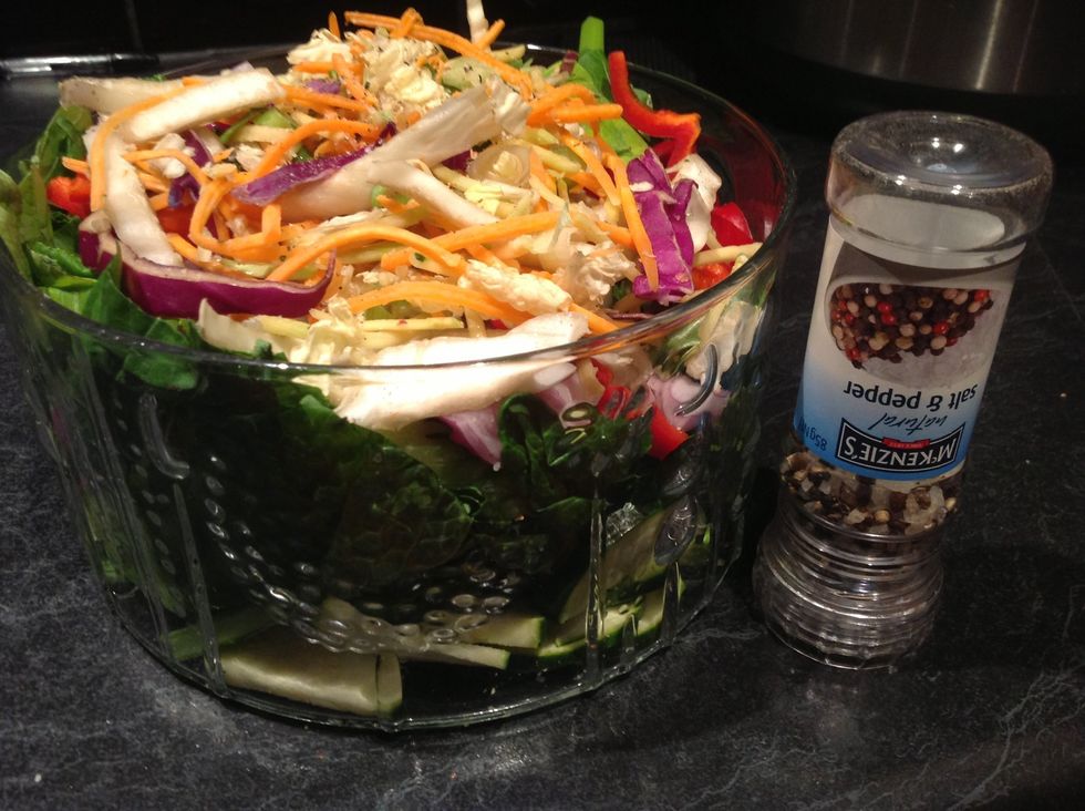 Season your stir fry vegetables with lots of salt and pepper