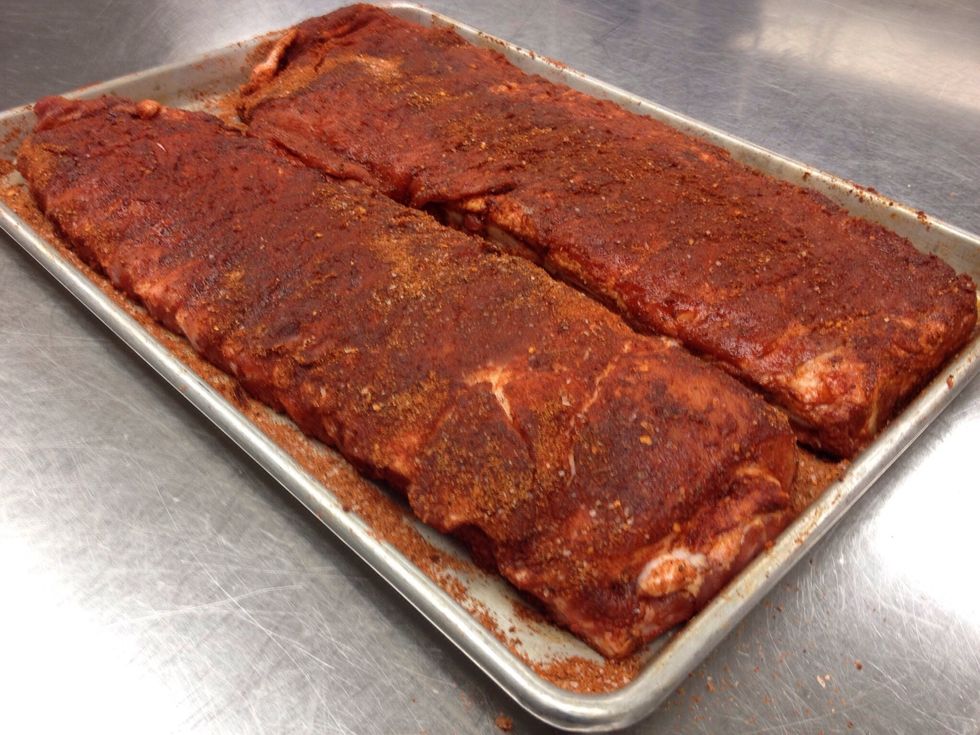 Seasoned ribs ready for cold smoke