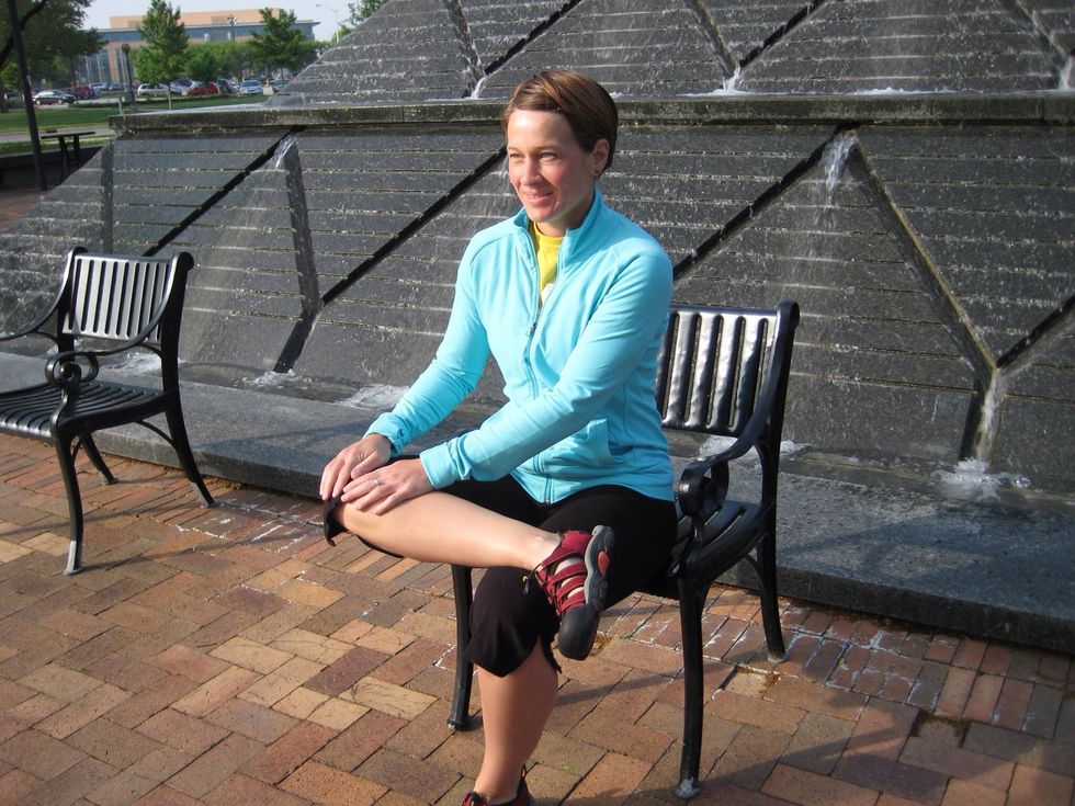 Seated hip stretch \u2013 Ankle on top of opposite knee