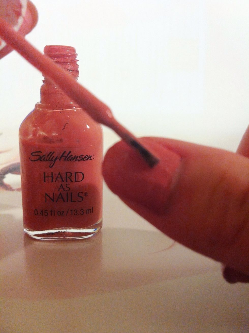 Second, apply either white or toffee polish. And I applied mine with toffee color first :)
