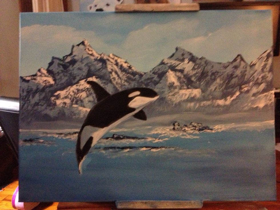 Second coat of black and white.