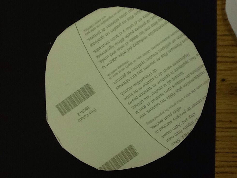 Second cut the paint card out the traced circle on the back