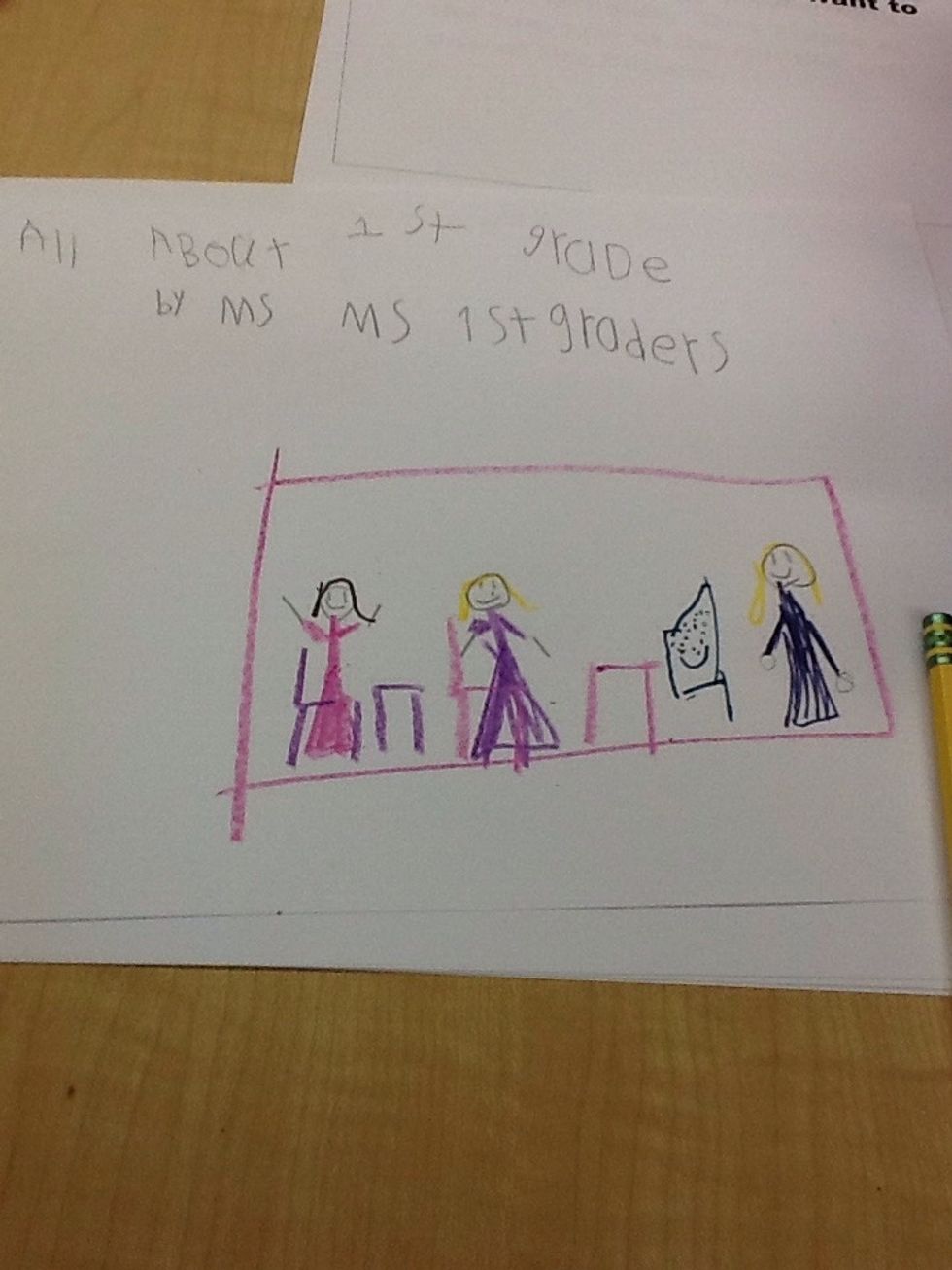 Second, draw a picture under the title. Write your name as author and illustrator.