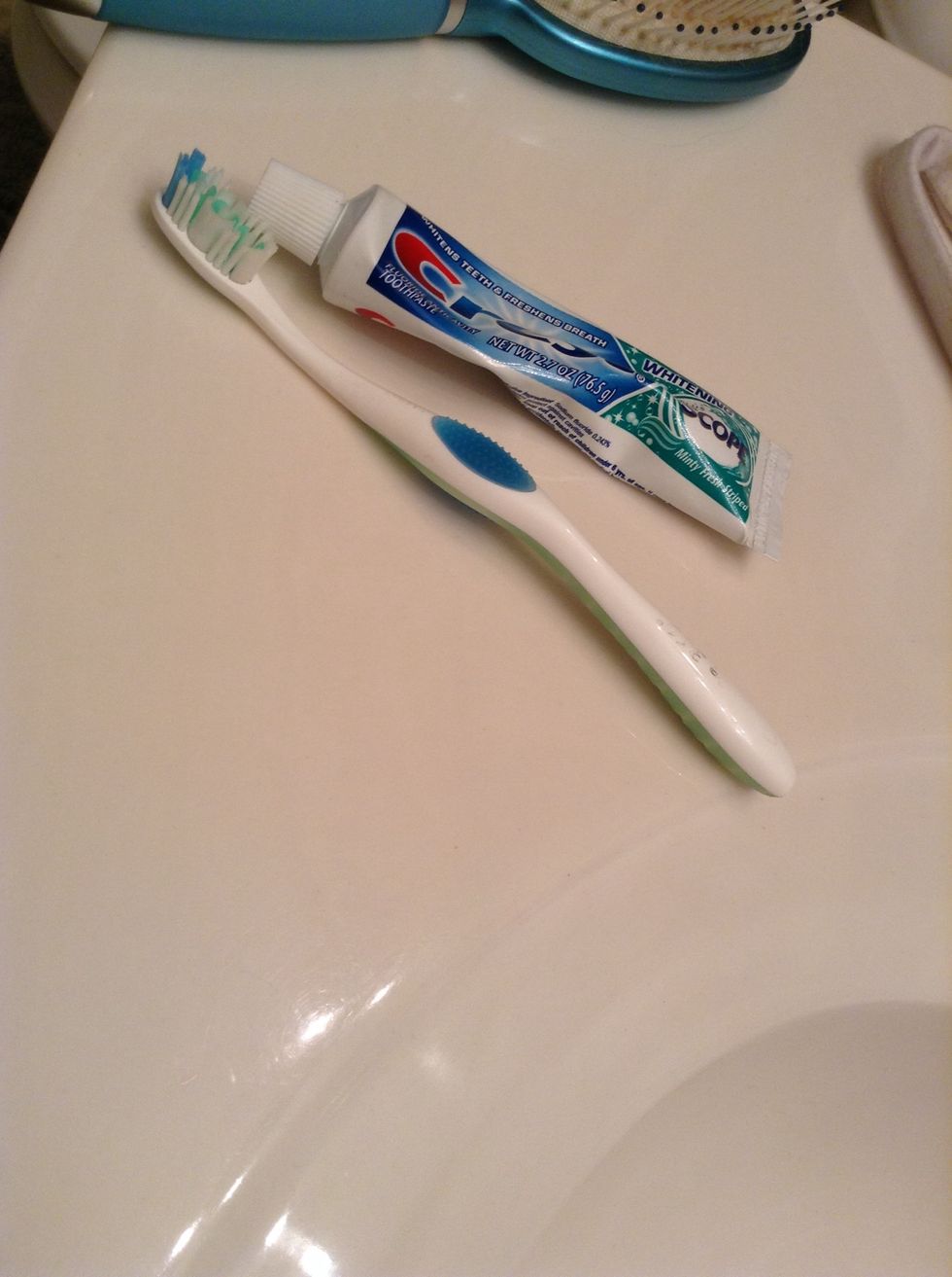 Second, I brush my teeth to get me up some more.