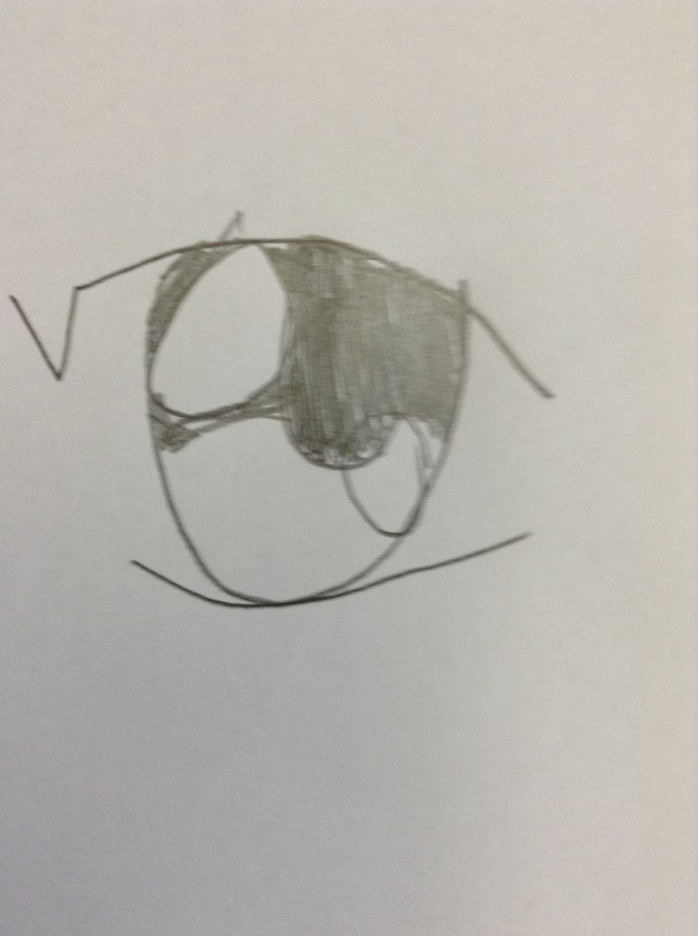 Second last,shade the top halve of the shape dark.