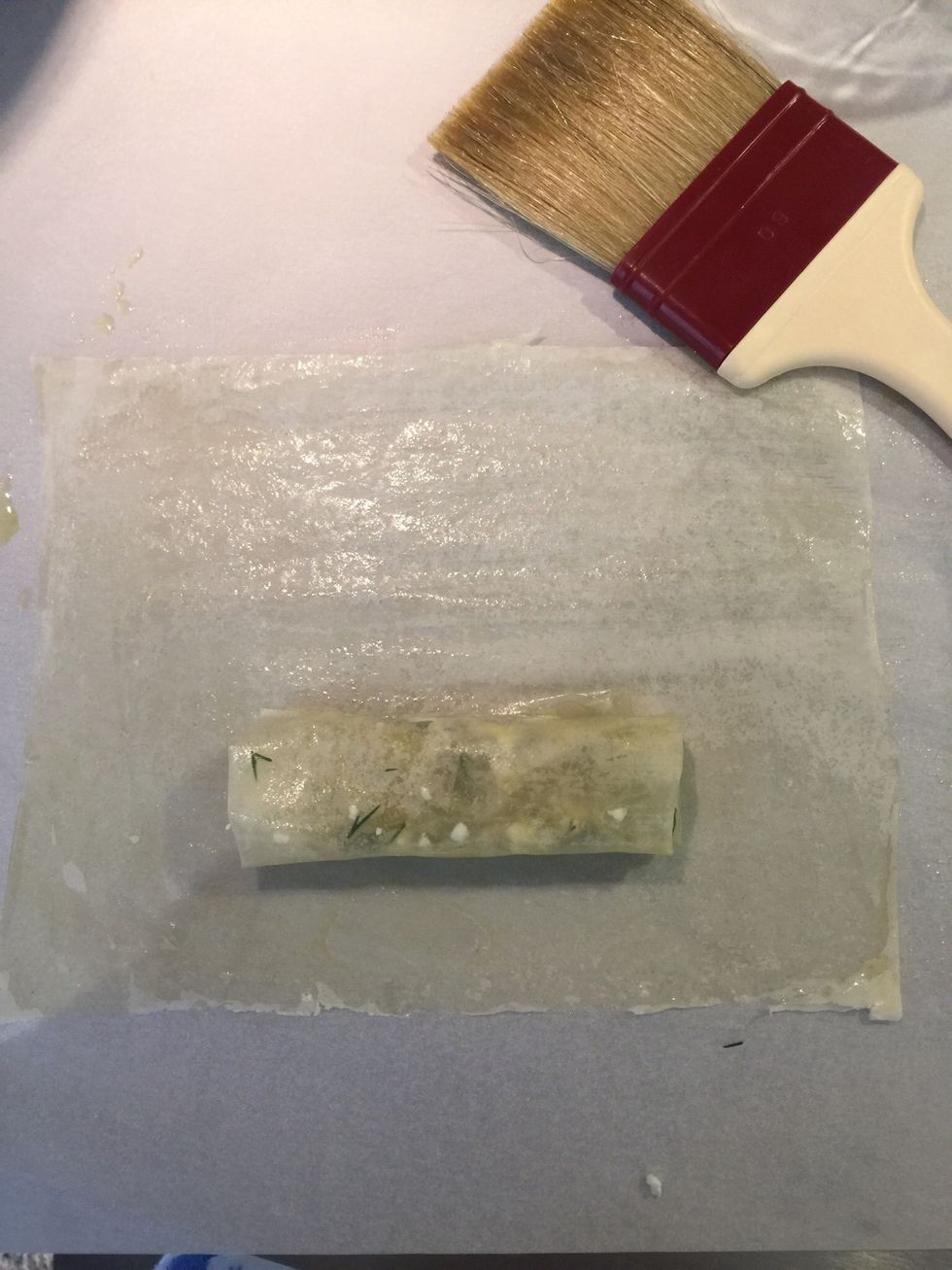 Second layer. Also, roll loosely