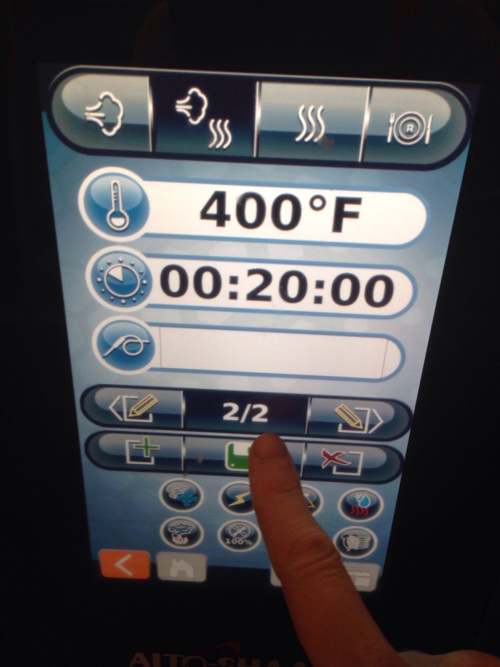 Second, roast ingredients in combi mode at 400F (204C) for 20 minutes.