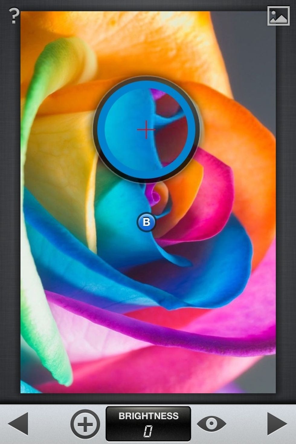 Second: Selective Adjust. Press the "Plus" to magnify the place of adjustment.