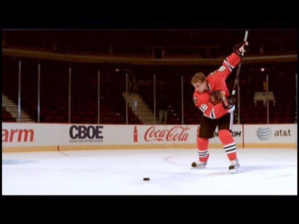 Second step is to put all the force in your farthest foot while swinging the stick above your head.