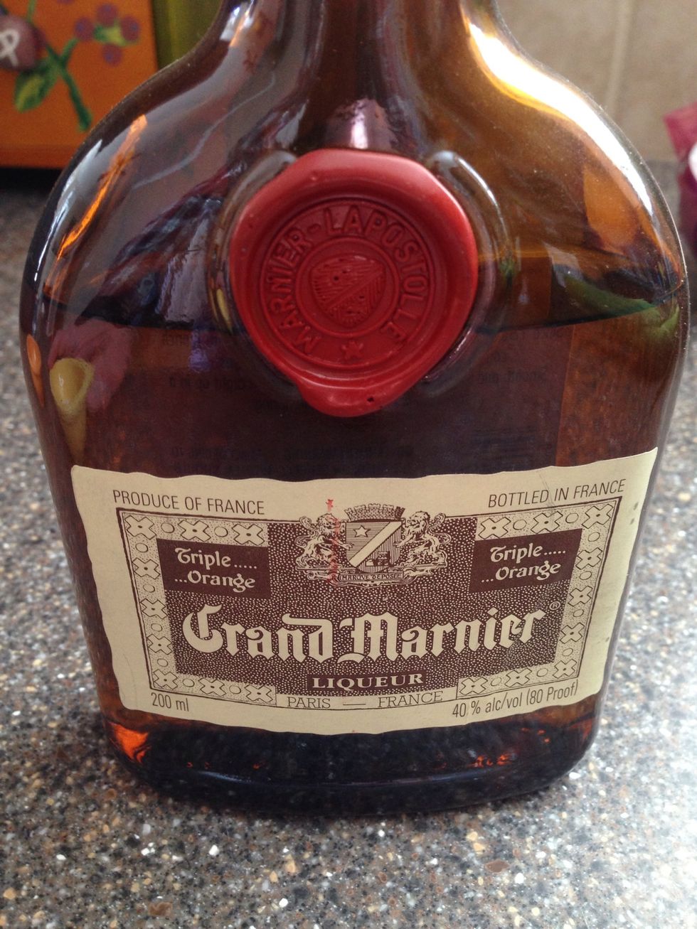 Secret ingredient #1 - normally I use bourbon but don't have any at the moment. Thought this orange liquor would compliment the citrusy mojo marinade.