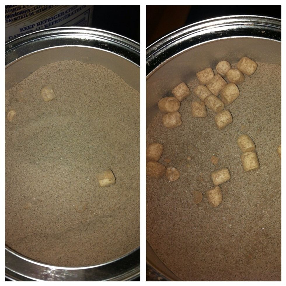 Secret; shaking the container brings up the little dehydrated once fluffy marshmallow turds