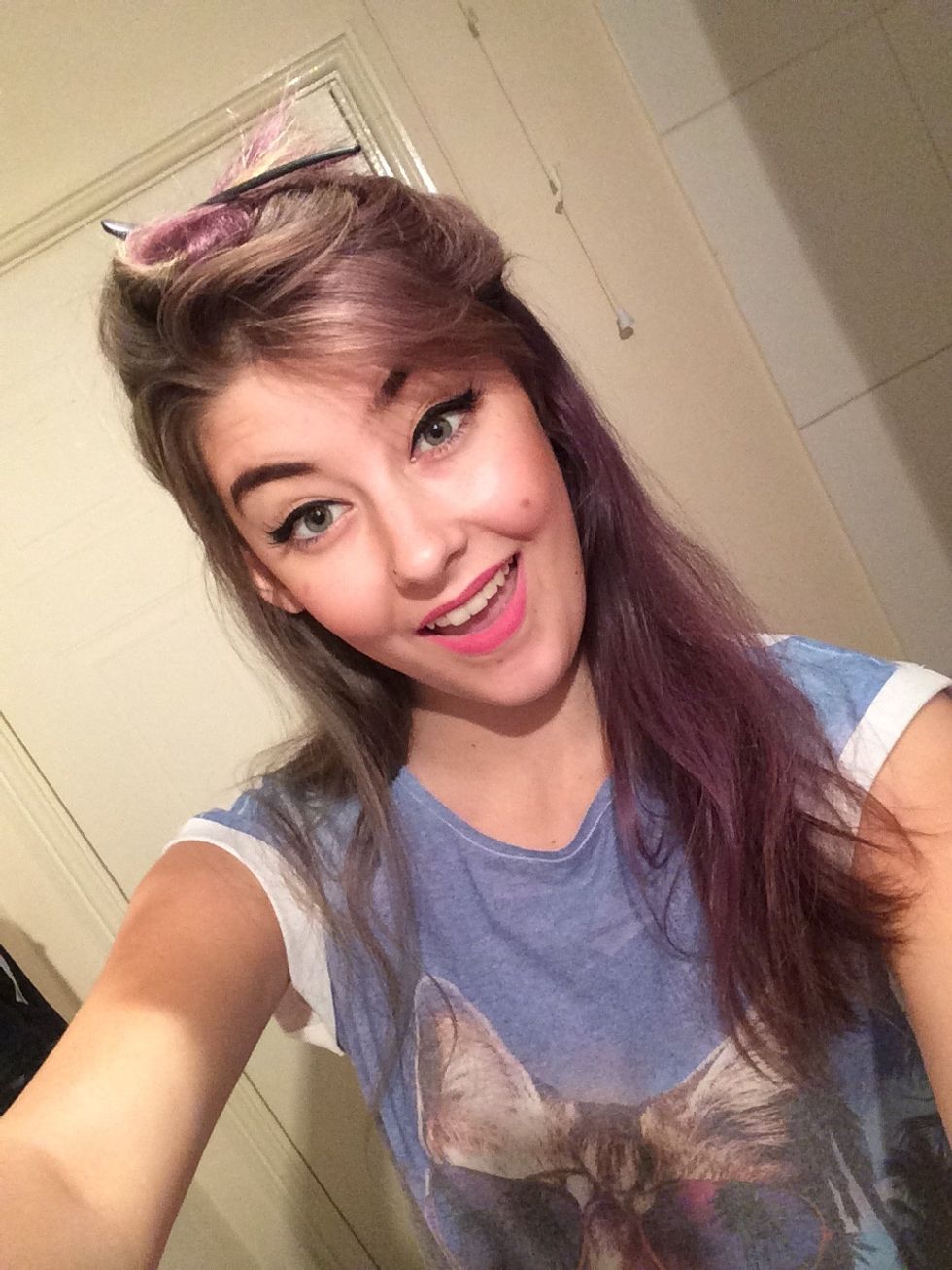 Section your hair into two halves.