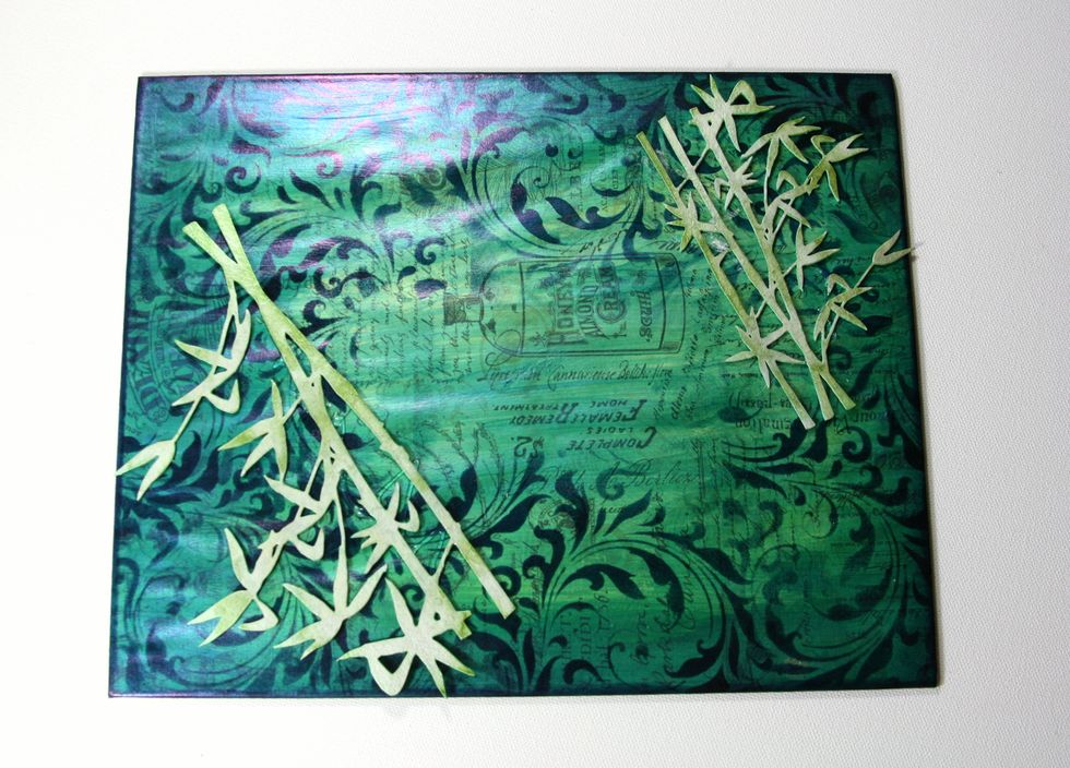 Secure Bamboo chippies to panel with hot glue.