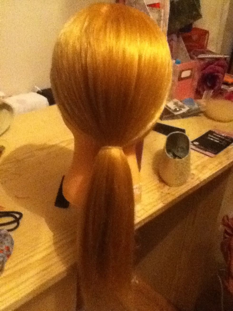 Secure with a hair tie that matches the hair colour Xx