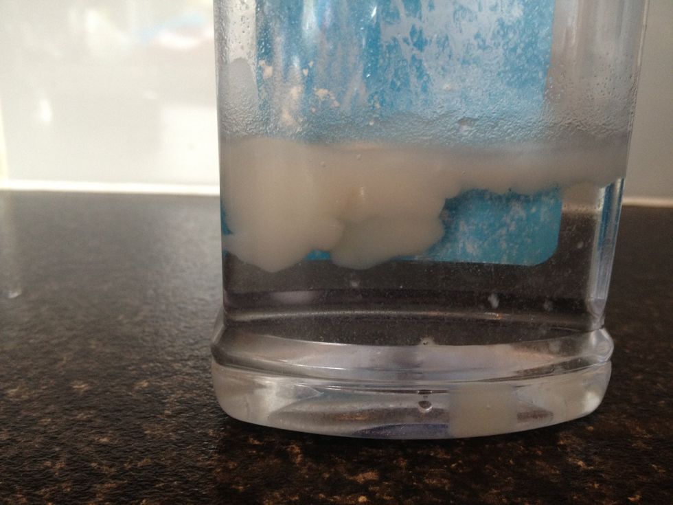See how it clumps? It actually turns the liquid into a thick gel, and when you shake it, it thins a little. It will stop the deodorant from trickling all down your sides when you roll it on your skin!