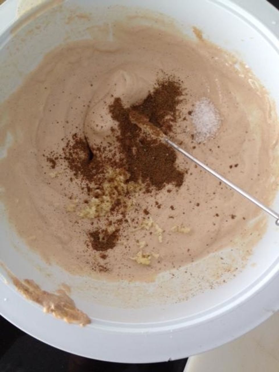 See how light and creamy it's getting? Keep adding seasonings to your taste.  (Note - we used the entire little package of cumin and more garlic.)