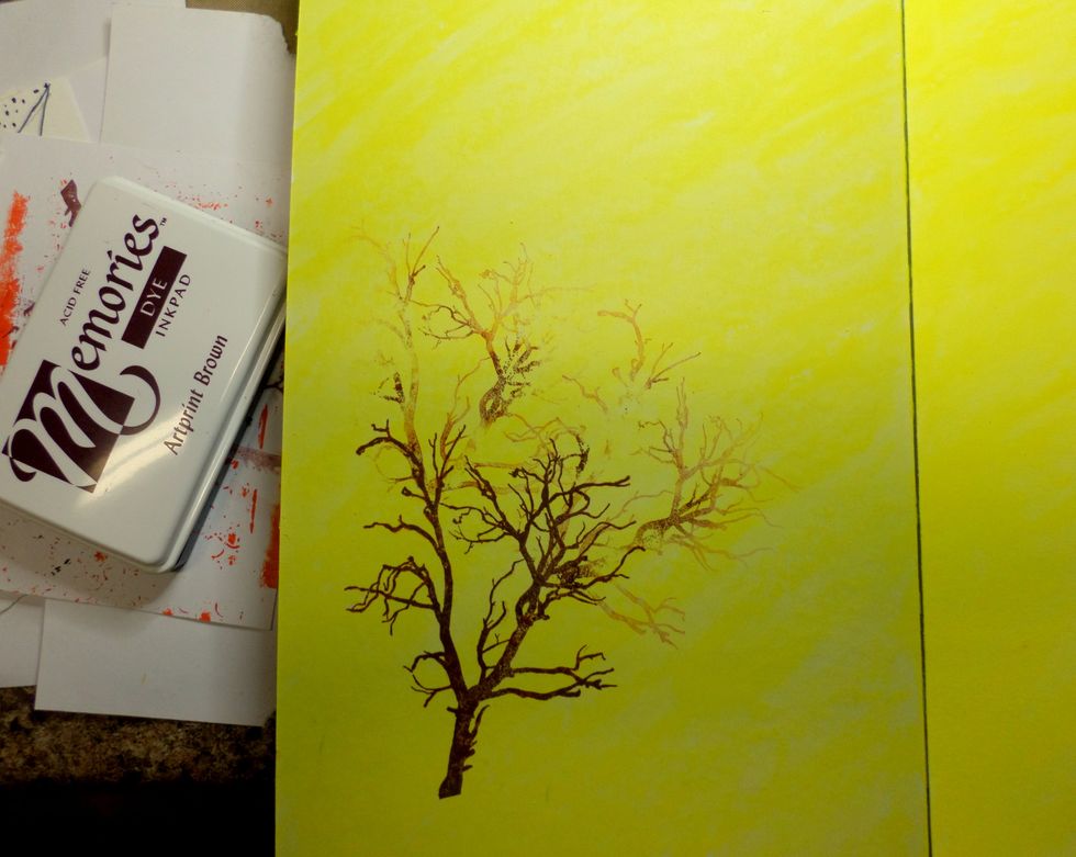 See how there is a lighter look of branches behind the actual tree? That is the Second Generation stamping. It makes the tree look much bigger than the size of the stamp. Awesome!!