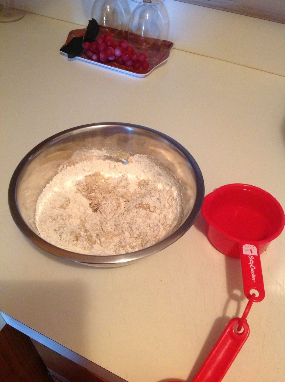 See, lumpy! Add the water and mix well.