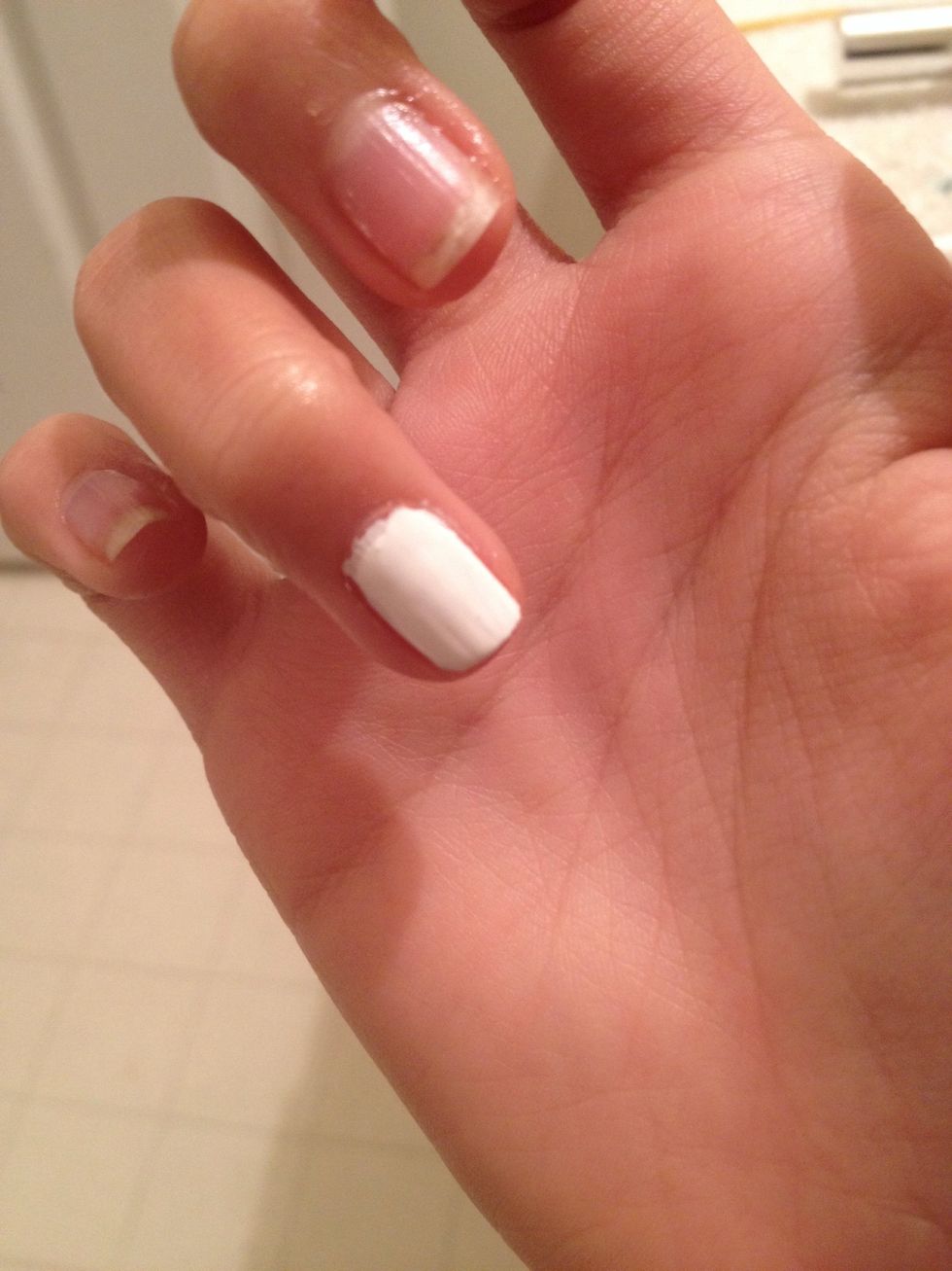 See no nail polish on my skin! Oh ya, just wipe around your nail a q-tip. Hope this helped