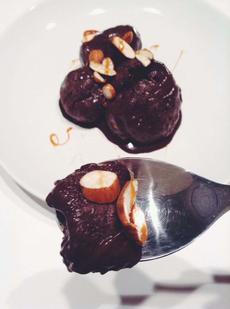 See the consistency? It's very silky and it does firm up. In the picture it has melted a bit, but it looks like ice cream does when it melts.