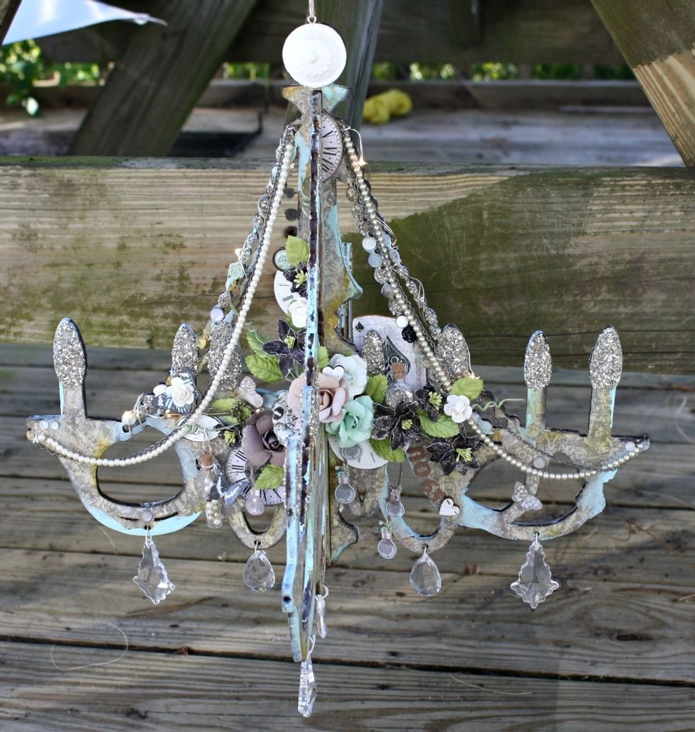 See the gorgeous Chandelier Adornments dangling on the bottom? They'll sparkle and shine when you hang your DIY Chandelier up!