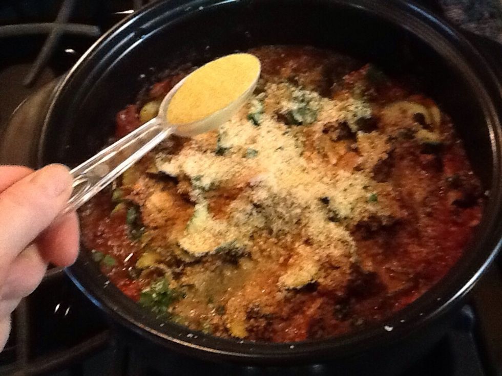 (See the grated cashews on top? Doesn't that LOOK like Parmesan?) Next option is to add a TB or more of nutritional yeast, another great cheese substitute; cholesterol & cruelty-free.