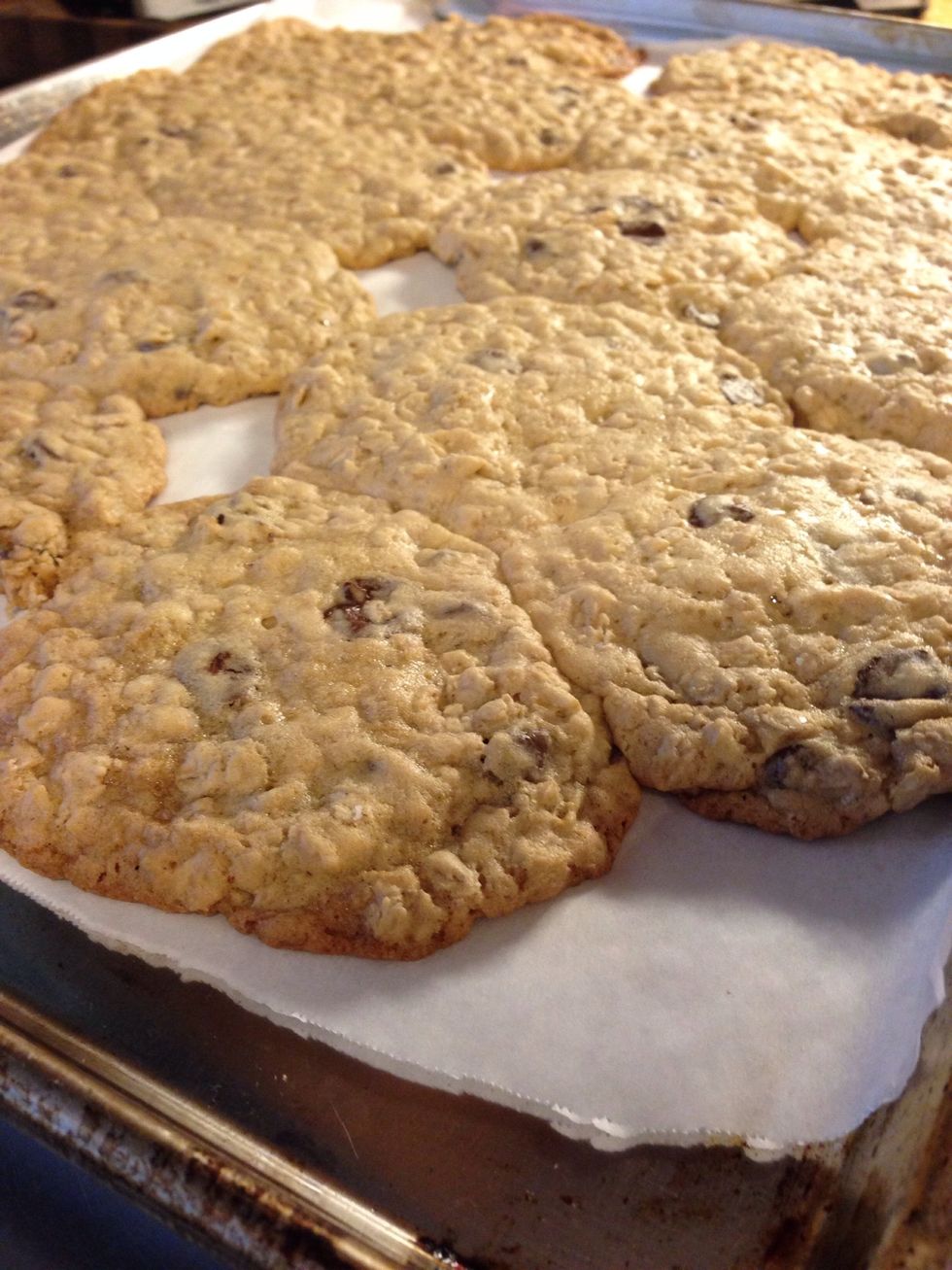 See what happened? But the still tastes perfect. Bake for 10-12 min, at 350 degrees Fahrenheit, until browned at the edges and gooey in the middle. Let sit for at least ten minutes, to firm up.