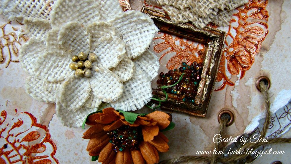 Seed beads were added for more interest. I used 3D Gloss Gel to adhere them but any good adhesive will do.