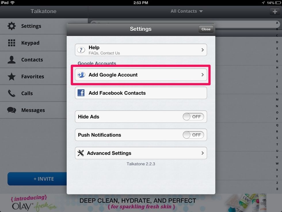 Select "Add Google Account."