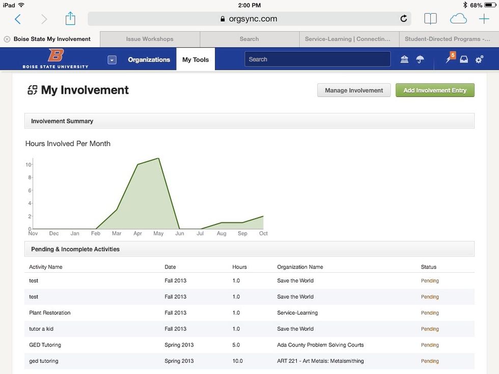 Select "Add Involvement Entry" in the upper right hand corner.