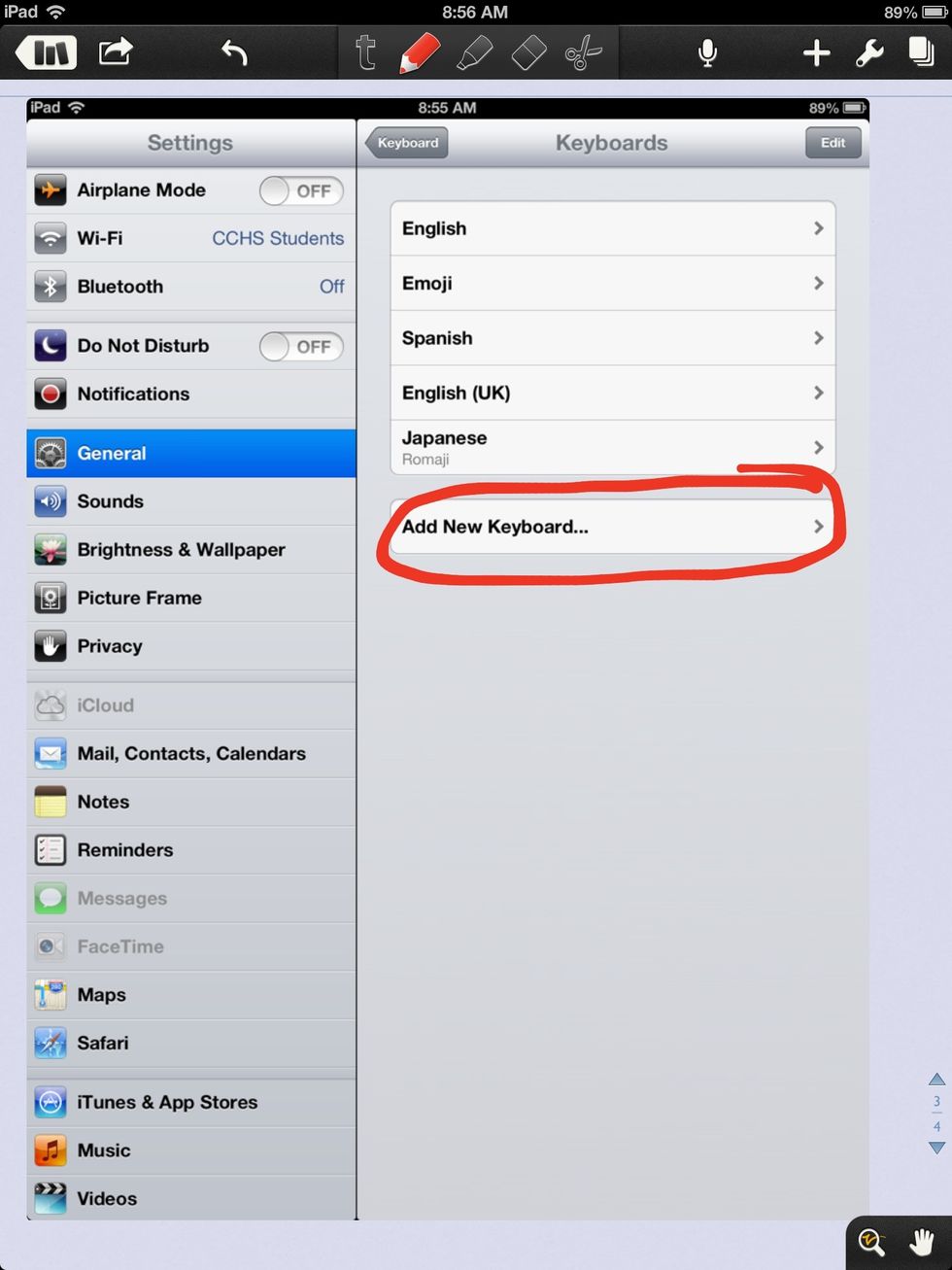 Select add new keyboard