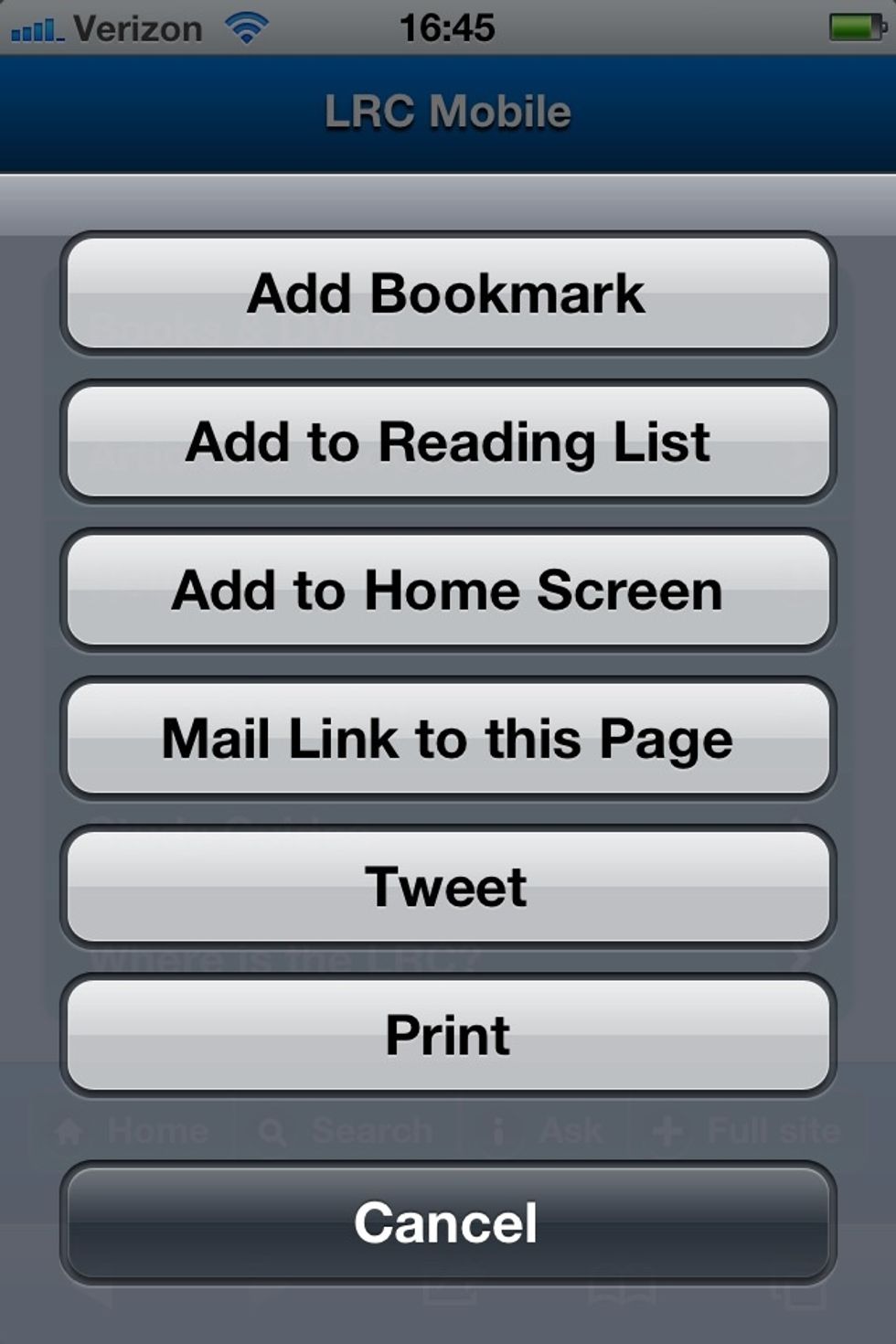 Select "Add to Home Screen".