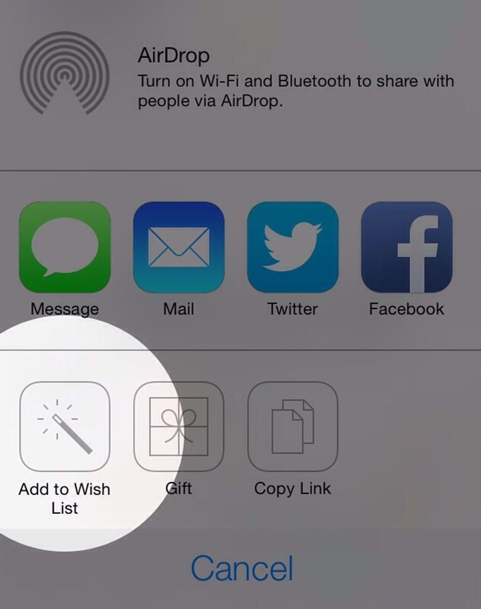 Select "Add to Wish List"