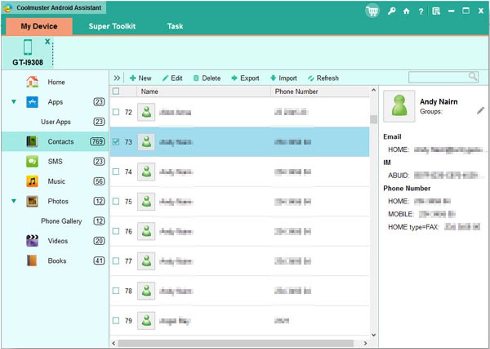 Select and check those data you want to backup, then click "Export" to transfer the data.
